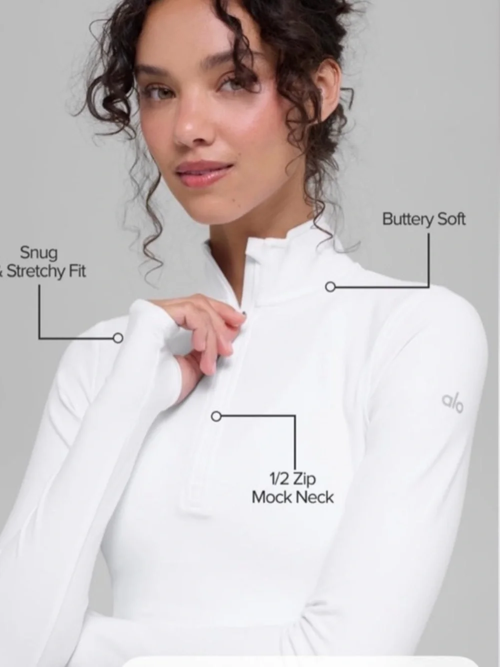 ALO Yoga Alosoft 1/2 Zip Rapid Pullover White XS